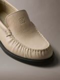 Beige Thea - Leather Pleated Loafers  Women