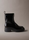 Black CK Bold - Shine Leather Zip Ankle Boots  Women