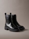Black CK Bold - Shine Leather Zip Ankle Boots  Women