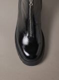 Black CK Bold - Shine Leather Zip Ankle Boots  Women
