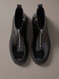 Black CK Bold - Shine Leather Zip Ankle Boots  Women