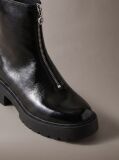 Black CK Bold - Shine Leather Zip Ankle Boots  Women