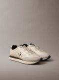 Beige Leather Signature Logo Runner Sneakers  Women