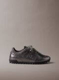Grey High-Shine Low-Profile Runner Sneakers  Women