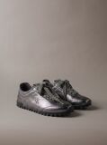 Grey High-Shine Low-Profile Runner Sneakers  Women