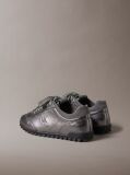 Grey High-Shine Low-Profile Runner Sneakers  Women