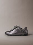 Grey High-Shine Low-Profile Runner Sneakers  Women