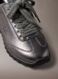Grey High-Shine Low-Profile Runner Sneakers  Women