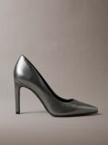 Grey Leather Gunmetal Stiletto Pumps  Women