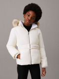 White Belted Puffer Jacket  Girls