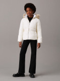White Belted Puffer Jacket  Girls