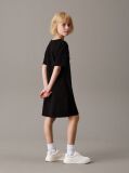 Black Oversized Logo T-shirt Dress  Girls