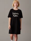 Black Oversized Logo T-shirt Dress  Girls