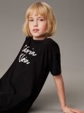 Black Oversized Logo T-shirt Dress  Girls