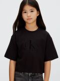 Μαύρο T-shirt Με Λογότυπο Και Boxy Γραμμή  Κορίτσι