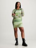 Green Double Layer Mesh Printed Dress  Women