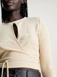 Beige Crinkle Long Sleeve Wrap Top  Women