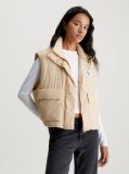 Beige Relaxed Padded Nylon Vest  Women