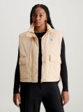 Beige Relaxed Padded Nylon Vest  Women