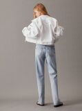 White Cropped Zip Up Denim Jacket  Women