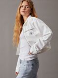 White Cropped Zip Up Denim Jacket  Women