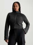 Black Ribbed Cotton Zip Up Cardigan  Women