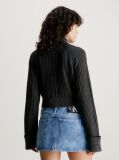 Black Ribbed Cotton Zip Up Cardigan  Women