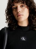 Μαύρο Slim Μακρυμάνικο Ριμπ Φόρεμα  Γυναίκα