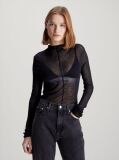 Black Slim Sheer Knit Jumper  Women