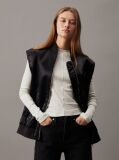 Black Relaxed Sateen Bomber Vest  Women