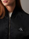 Black Relaxed Sateen Bomber Vest  Women