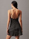Black All-Over Logo Slip Dress  Women