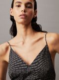 Black All-Over Logo Slip Dress  Women