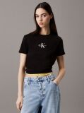 Μαύρο Cropped T-shirt Με Μονόγραμμα  Γυναίκα