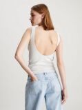 White Slim Knit Open Back Tank Top  Women