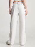White Cotton Twill Straight Trousers  Women