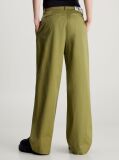 Green Cotton Twill Straight Trousers  Women