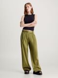 Green Cotton Twill Straight Trousers  Women
