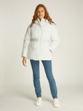 White Logo Belt Short Puffer  Women