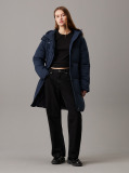 Blue Logo Belt Hooded Puffer Coat  Women