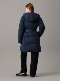 Blue Logo Belt Hooded Puffer Coat  Women