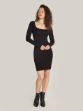 Black Sculpted Long-Sleeved Sweater Dress  Women