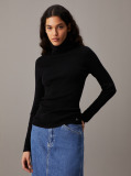 Black Slim Ribbed Roll Neck Jumper  Women