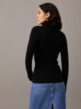 Black Slim Ribbed Roll Neck Jumper  Women