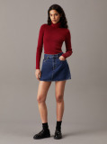 Red Slim Ribbed Roll Neck Jumper  Women