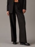 Black Soft Crepe Pinstripe Trousers  Women