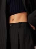 Black Soft Crepe Pinstripe Trousers  Women