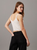White Plated Cotton Knit Bralette Top  Women
