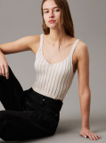 White Plated Cotton Knit Bralette Top  Women