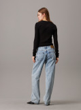 Black Slim Ribbed Long Sleeve Top  Women